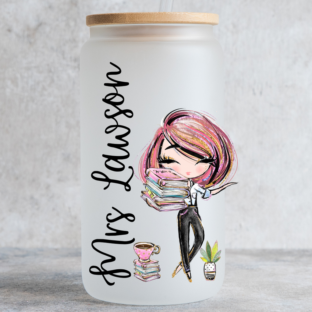 Personalised Teacher Glass Tumbler - Thank You Teacher - Teacher Gifts - Teacher Mug - Teacher Gift - New Teacher - Rainbow Glass - Coffee