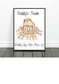 Daddy Fist Bump Print|Father|Children Hand Print|Fathers Day Gift|Daddy's Team|New Dad|Personalised|Daddy Gift|Family Hands|Step Dad|