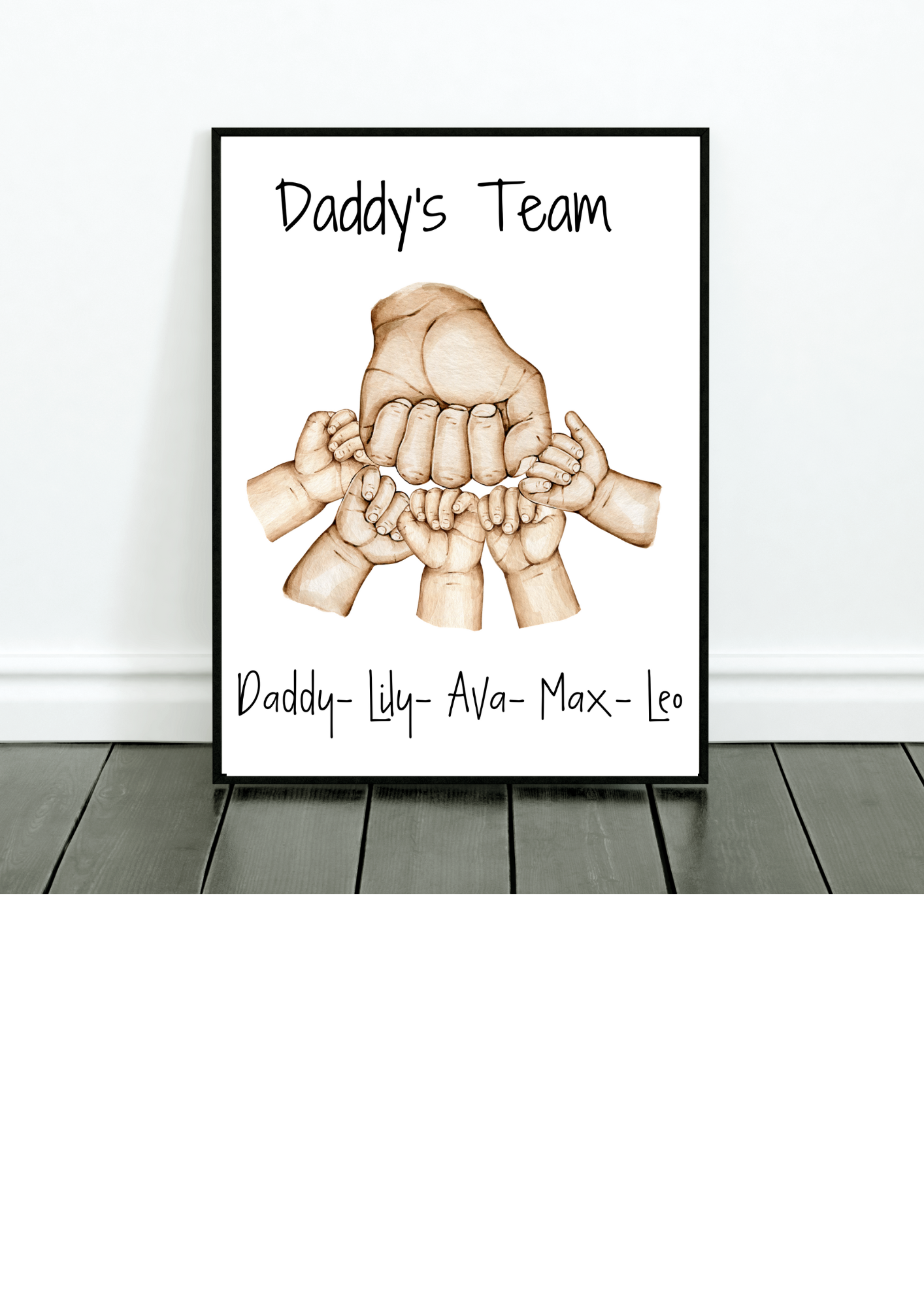 Daddy Fist Bump Print|Father|Children Hand Print|Fathers Day Gift|Daddy's Team|New Dad|Personalised|Daddy Gift|Family Hands|Step Dad|