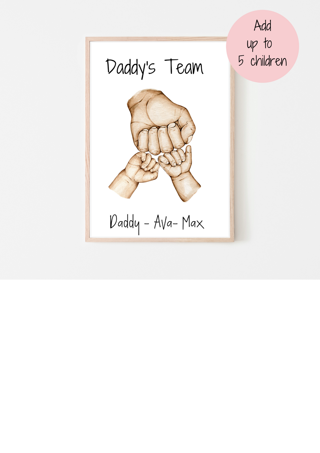 Daddy Fist Bump Print|Father|Children Hand Print|Fathers Day Gift|Daddy's Team|New Dad|Personalised|Daddy Gift|Family Hands|Step Dad|