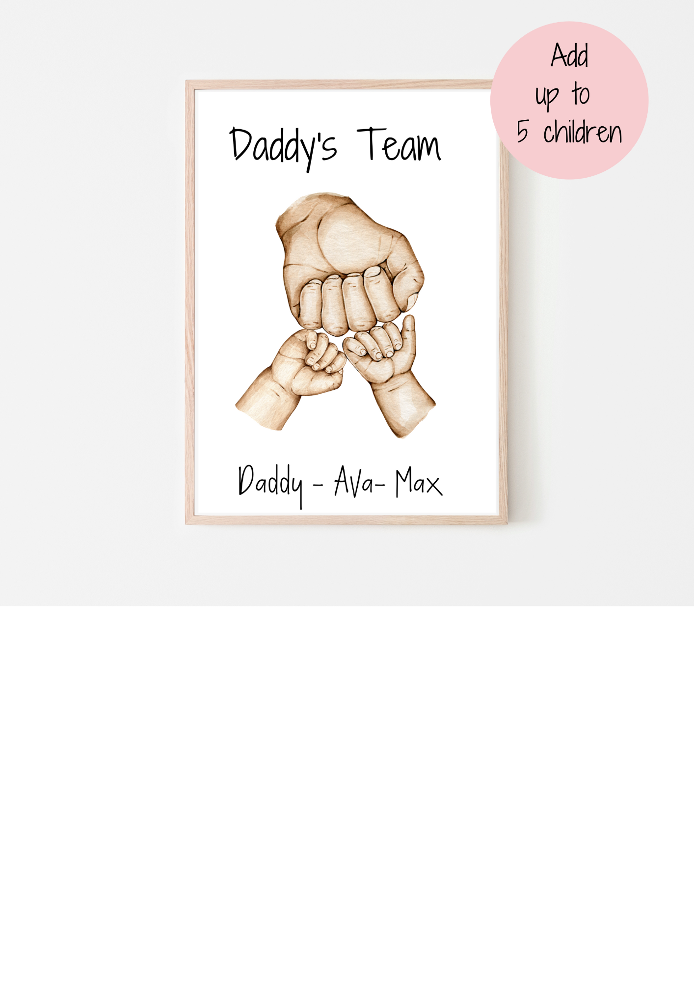 Daddy Fist Bump Print|Father|Children Hand Print|Fathers Day Gift|Daddy's Team|New Dad|Personalised|Daddy Gift|Family Hands|Step Dad|