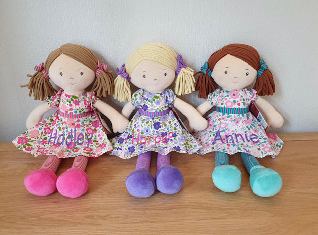 Personalised Rag Doll, Personalised Doll with Embroidered Name