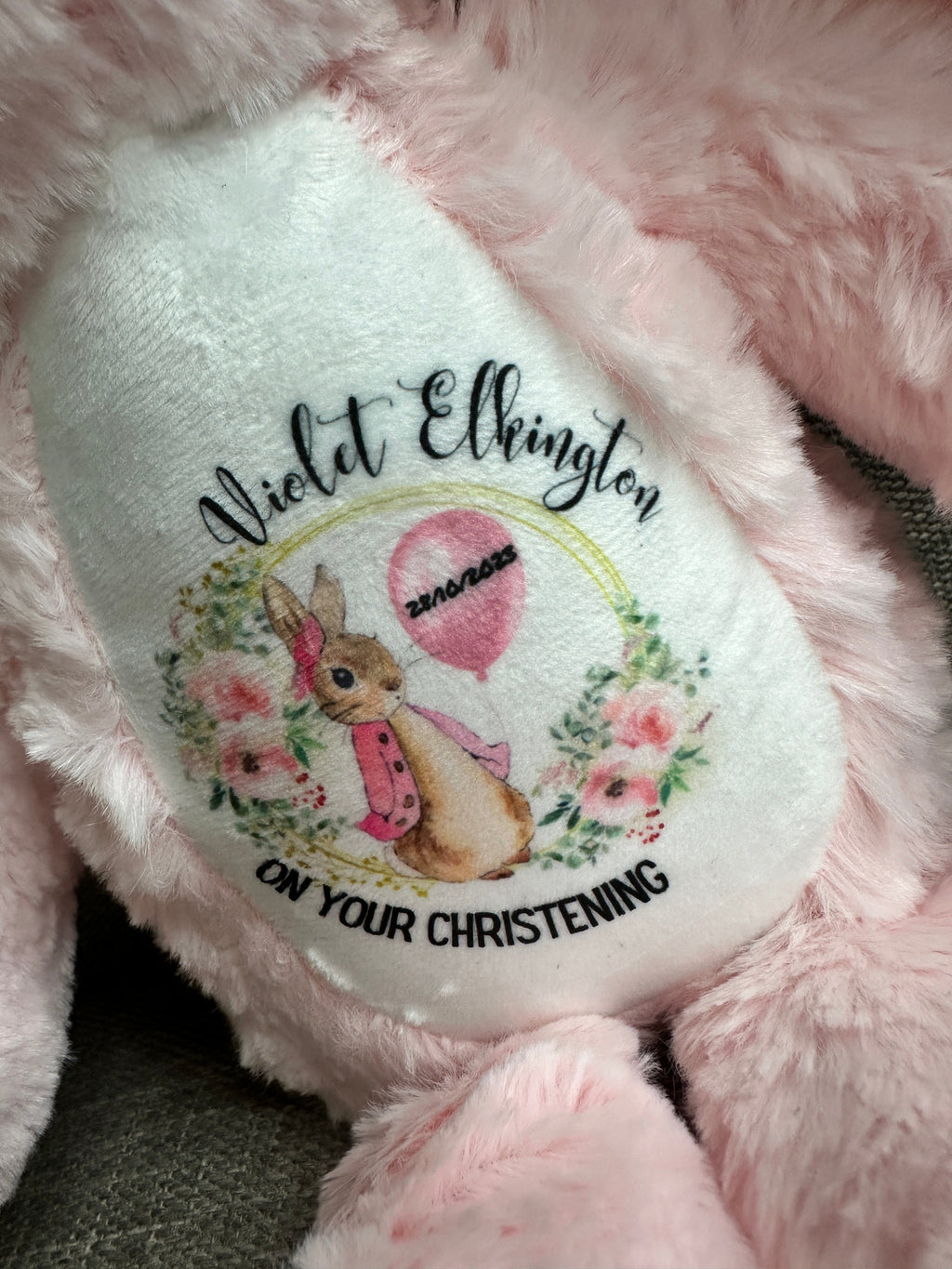 Personalised Christening Baptism Gift In blue or Pink Design, Christening Bunny,Christening Gifts,Christening Keepsake, Stuffed Teddy