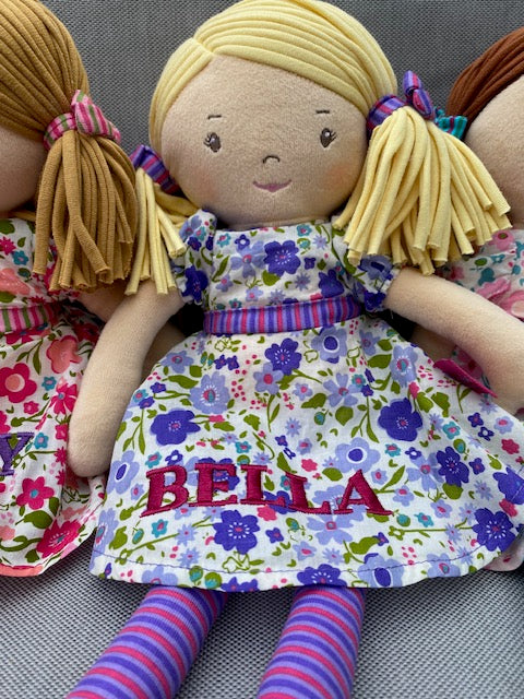 Personalised Rag Doll, Personalised Doll with Embroidered Name