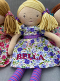 Personalised Rag Doll, Personalised Doll with Embroidered Name