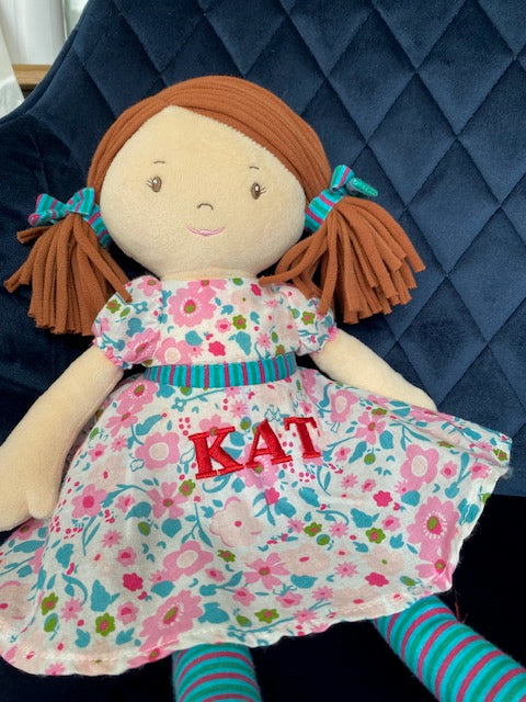 Personalised Rag Doll, Personalised Doll with Embroidered Name