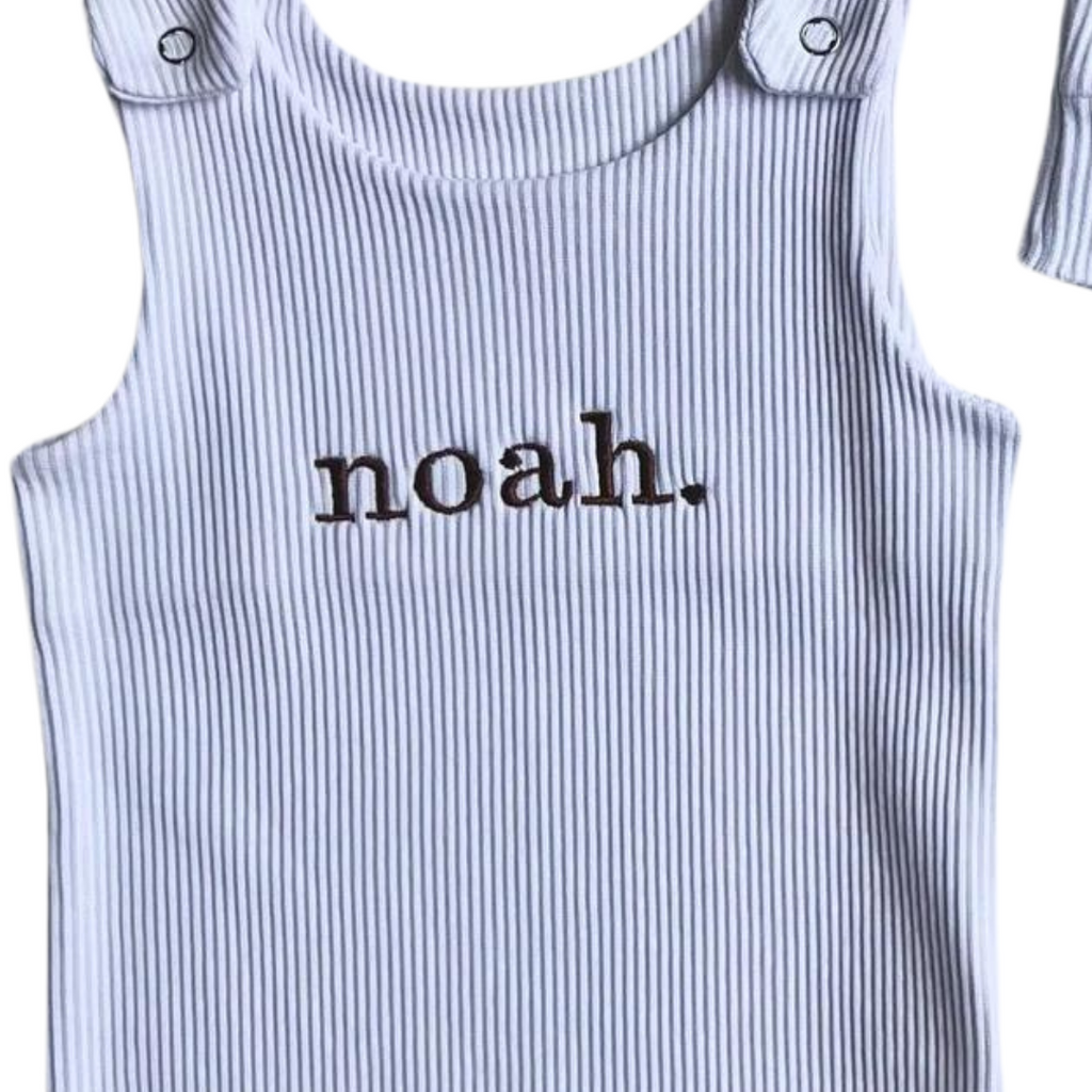 Personalised Baby Zip Romper | Embroidered Baby Overalls| White Sage Outfit Name or Initials UNISEX Clothing