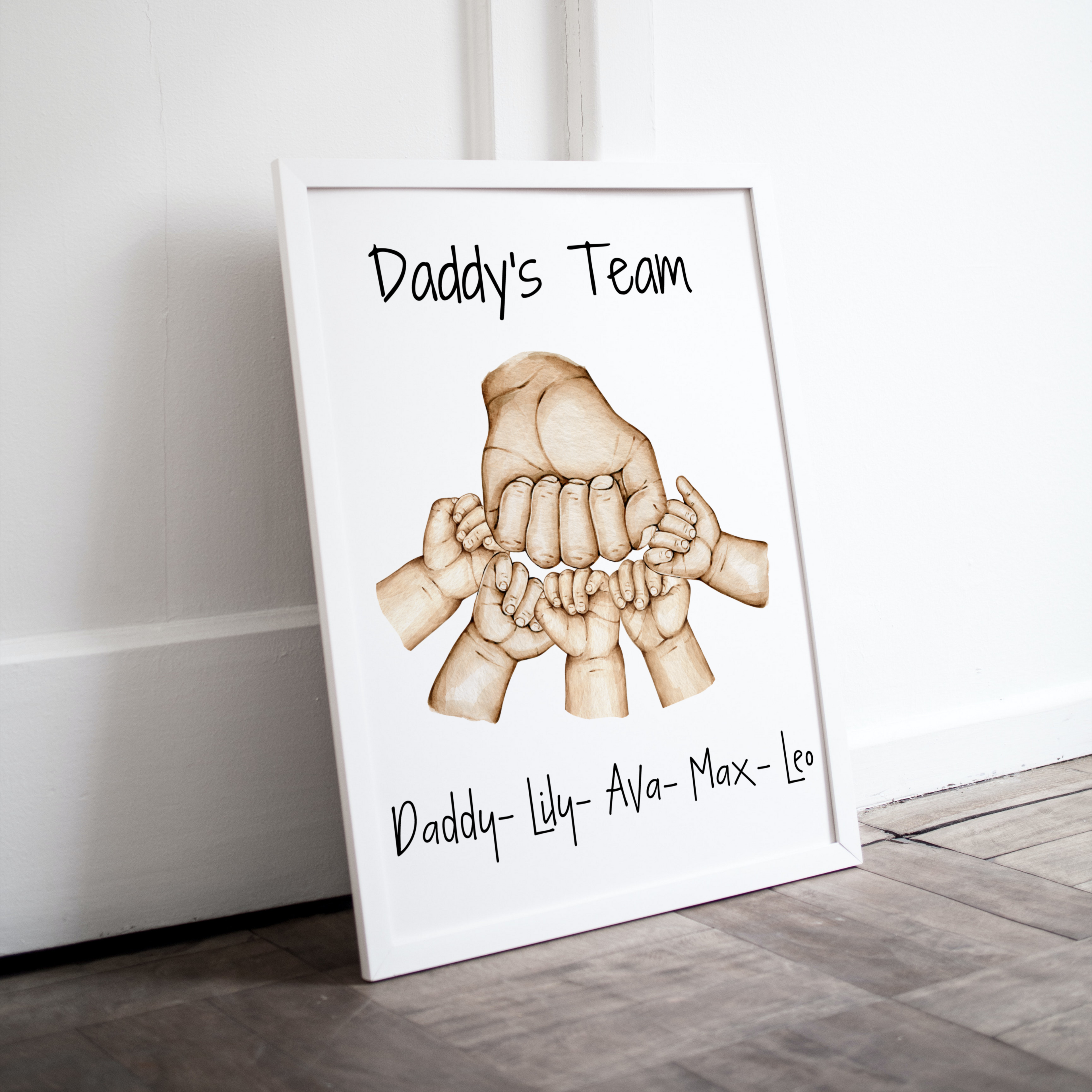 Daddy Fist Bump Print|Father|Children Hand Print|Fathers Day Gift|Daddy's Team|New Dad|Personalised|Daddy Gift|Family Hands|Step Dad|