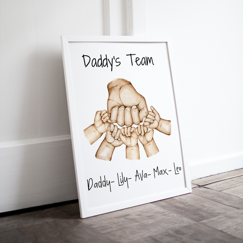 Daddy Fist Bump Print|Father|Children Hand Print|Fathers Day Gift|Daddy's Team|New Dad|Personalised|Daddy Gift|Family Hands|Step Dad|