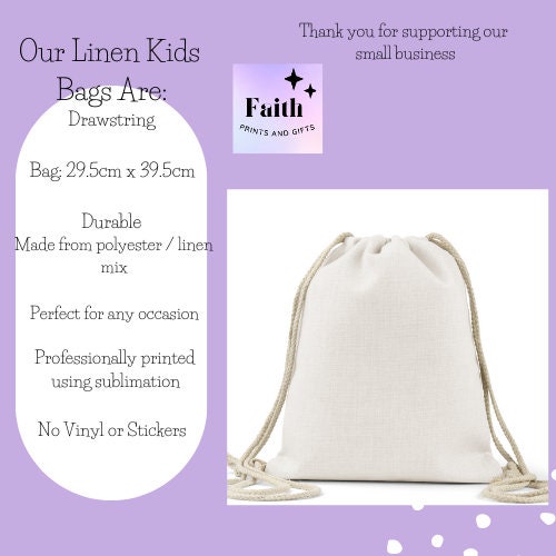 Personalised Drawstring Bag - Kids School Bag - Personalised Gym Bag - Swimming Bag - Back to School - Drawstring Bag Kids - PE Bag - Kit
