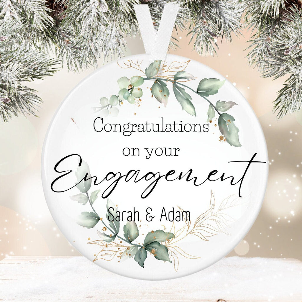 Personalised Engagement Gift , Ceramic Gift Ornament , Engagement Keepsake