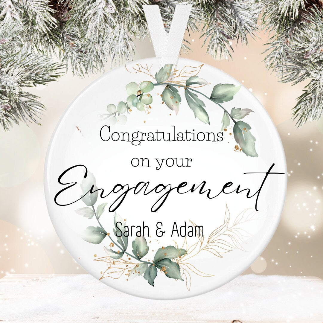Personalised Engagement Gift , Ceramic Gift Ornament , Engagement Keepsake