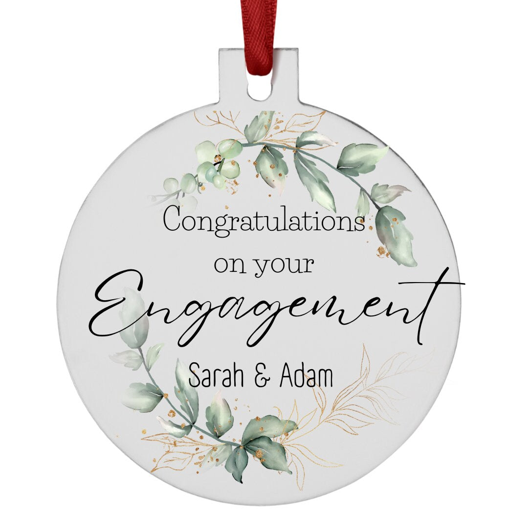 Personalised Engagement Gift , Ceramic Gift Ornament , Engagement Keepsake