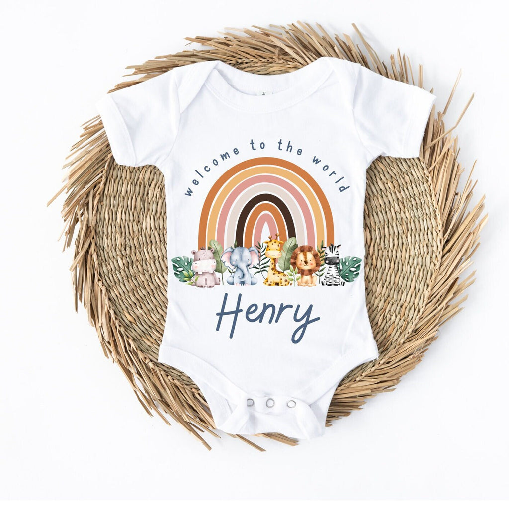 Personalised Baby Vest, New Baby Gift, Safari Baby Vest, Coming Home Outfit,Baby Announcement, Newborn Baby Boy ,Baby Reveal,Baby shower