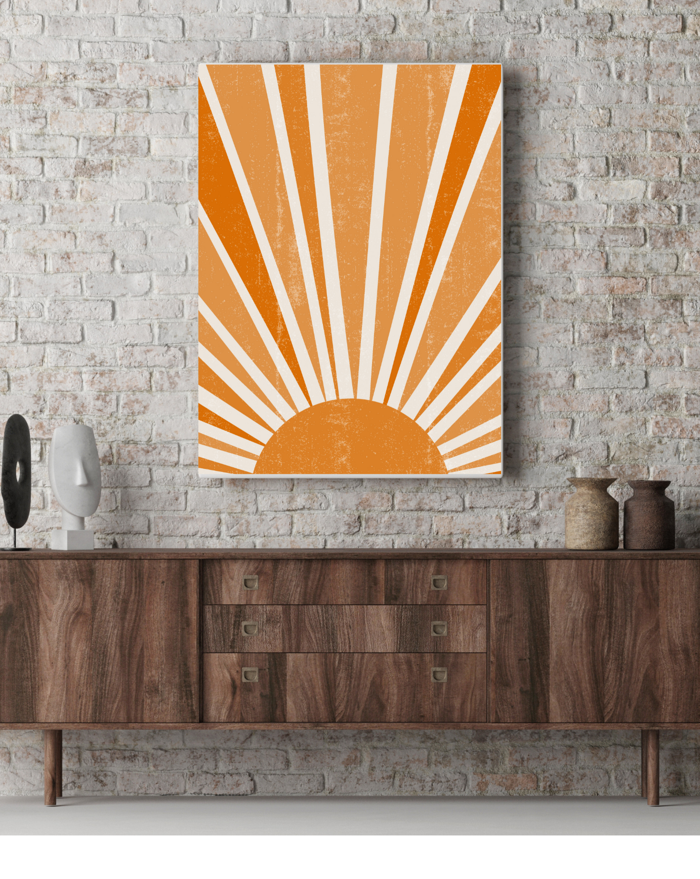 Boho Art Print, Orange ,Abstract Sun ,  Minimalist Wall Art , Nordic Decor