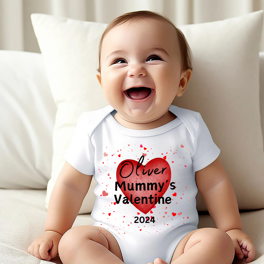 Personalised Daddy's | Mummy's Little Valentine T Shirt, Babygrow & Bib, Baby Valentine's Outfit, Baby's First Valentines Babygrow